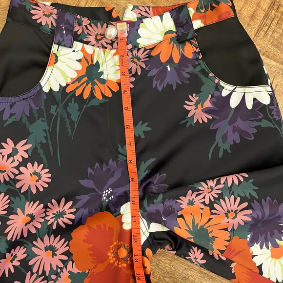 STAUD Austin Pants Size 4 Satin Floral Bloom Flares Black - Picture 11 of 16